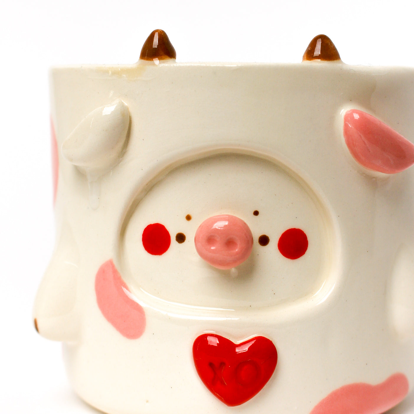 PINK COW POT (seconds sale - not foodsafe)
