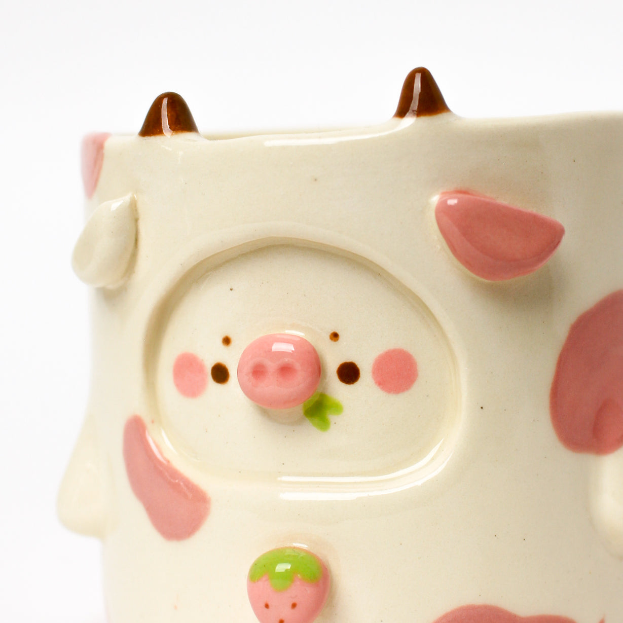 CORAL COW POT (seconds sale - not foodsafe)