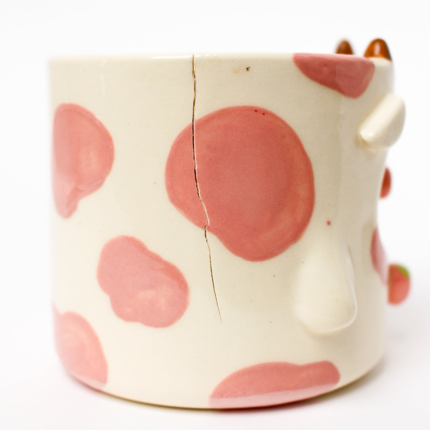 CORAL COW POT (seconds sale - not foodsafe)