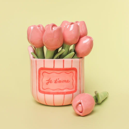 PINK CERAMIC TULIP - sold individually