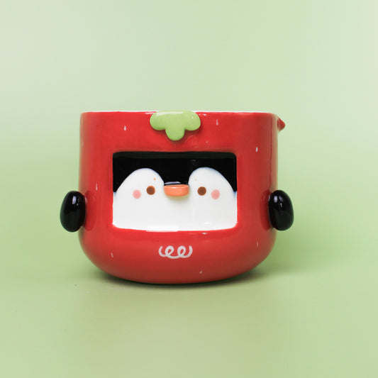 STRAWBERRY PENGUIN BOWL WITH SPOUT