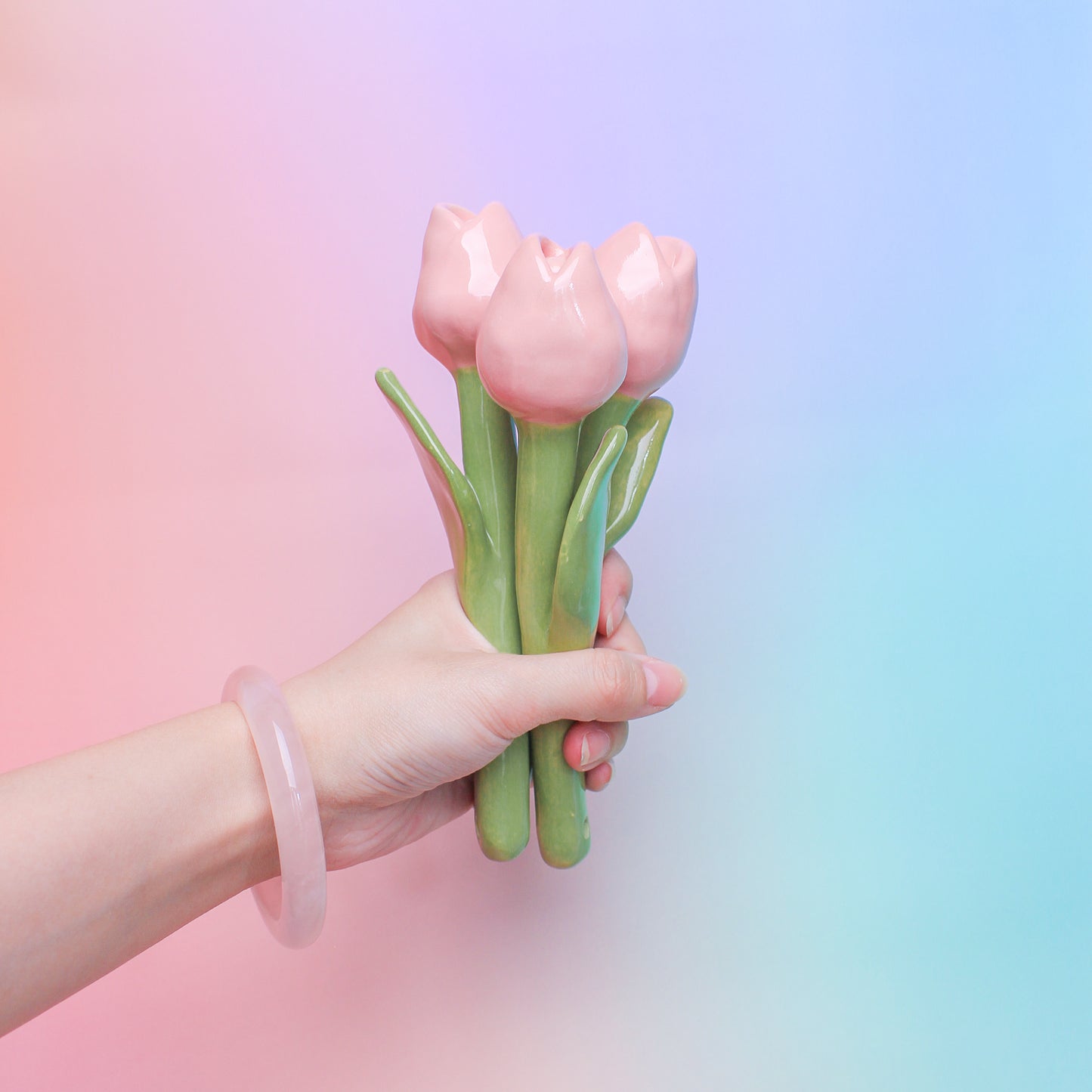 LIGHT PINK CERAMIC TULIP - sold individually