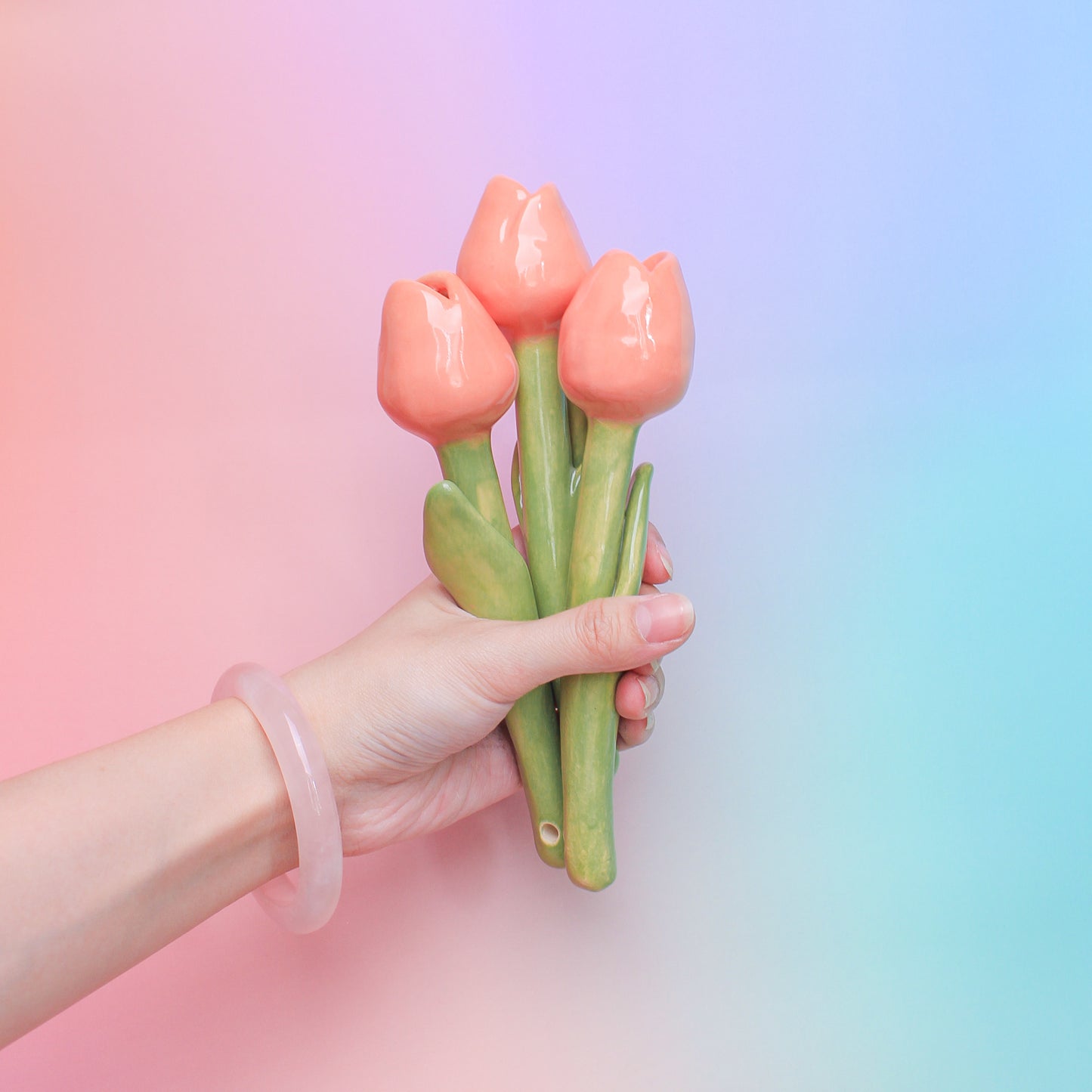 ORANGE CERAMIC TULIP - sold individually