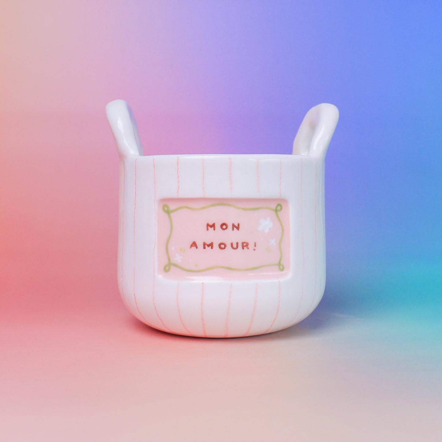 PINK STRIPE FLOWER VASE (seconds)