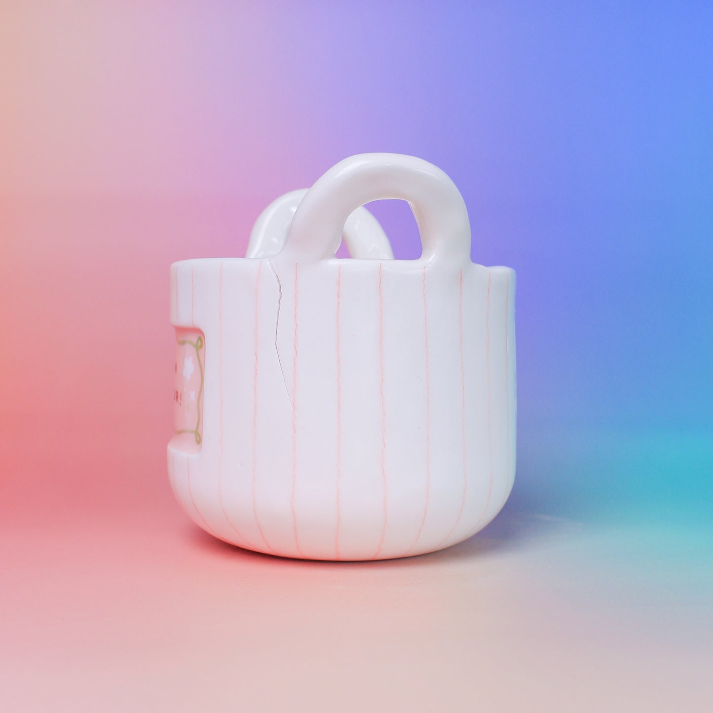 PINK STRIPE FLOWER VASE (seconds)