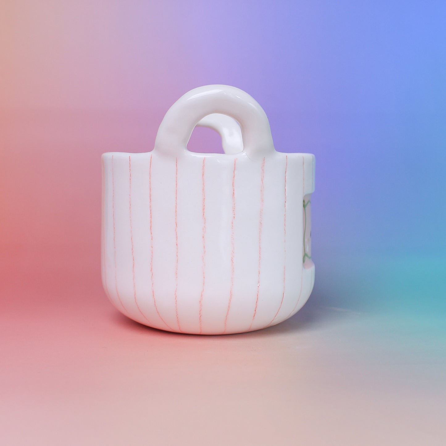 PINK STRIPE FLOWER VASE (seconds)