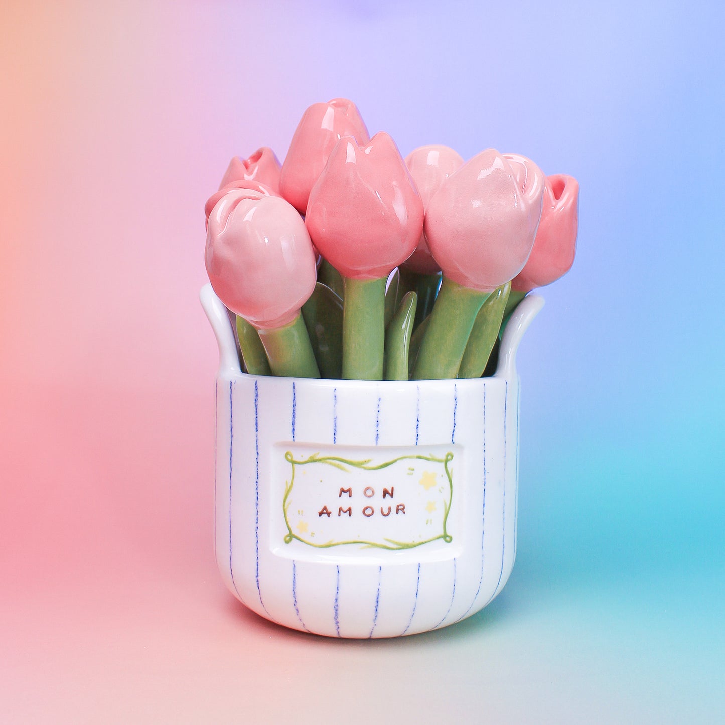 BLUE STRIPE FLOWER VASE