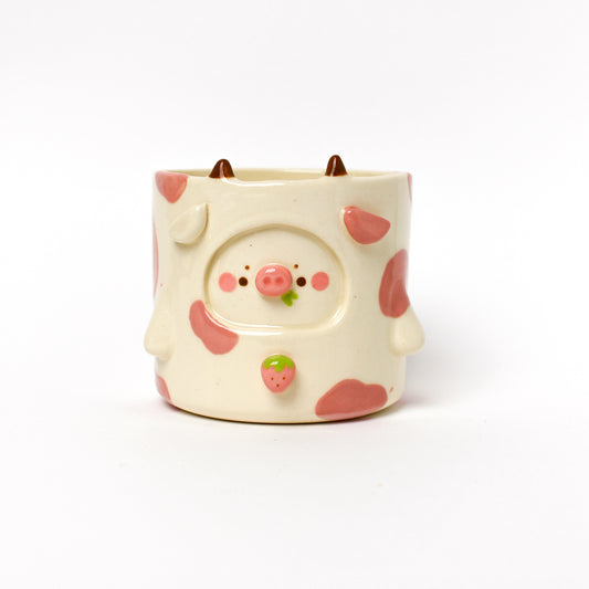 CORAL COW POT (seconds sale - not foodsafe)