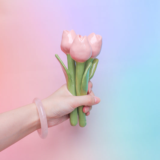 LIGHT PINK CERAMIC TULIP - sold individually