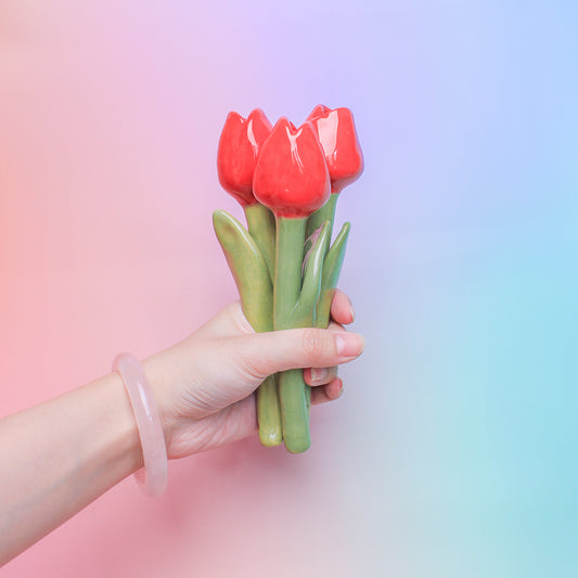 RED CERAMIC TULIP - sold individually
