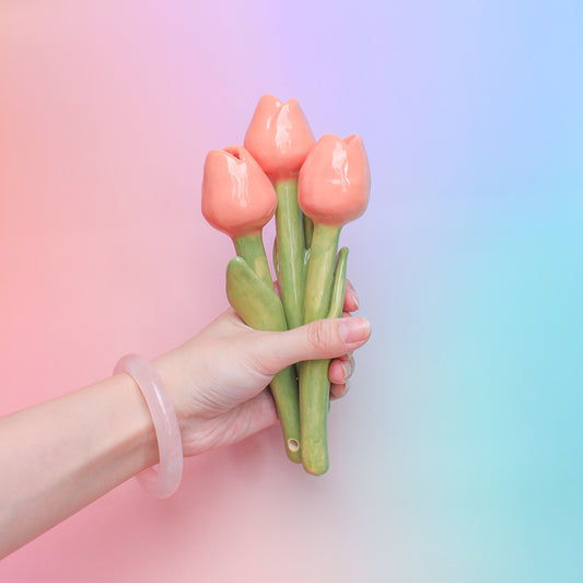 ORANGE CERAMIC TULIP - sold individually