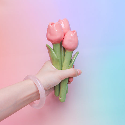 PINK CERAMIC TULIP - sold individually