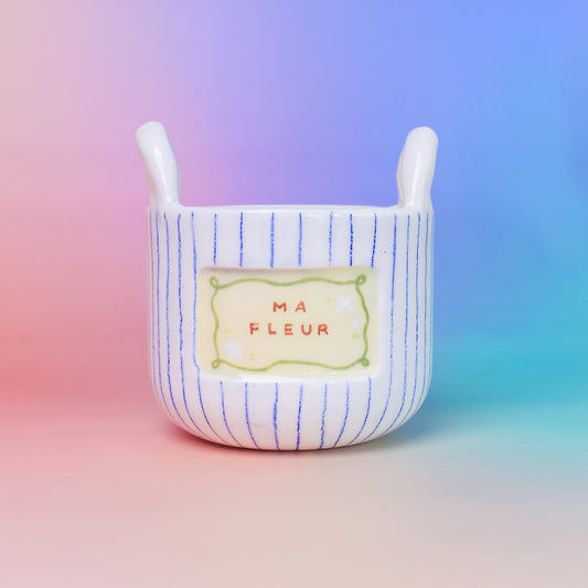 BLUE STRIPE FLOWER VASE (seconds)