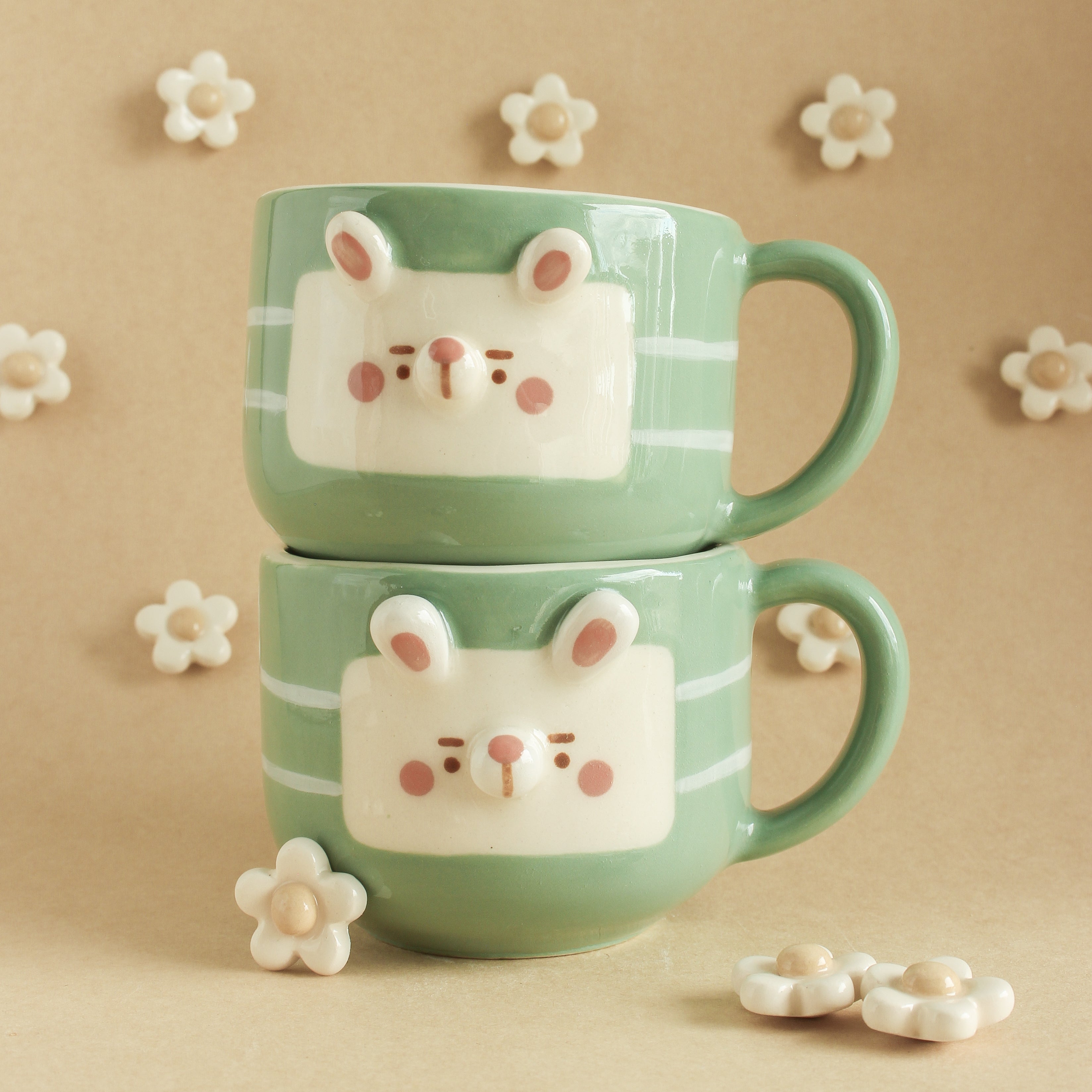 GREEN BUNNY MUG #7 – Choutopia Ceramics